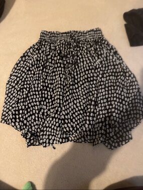 Club Monaco Black and White Polka Dot Midi Skirt